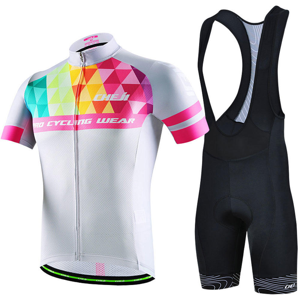 Summer Breathable MTB Road Ridding Wear for Men,Short Sleeve Cycling Jersey with Gel Padded Bib Shorts,Quick-dry Soft Mesh Clothing,Bicycle Wear