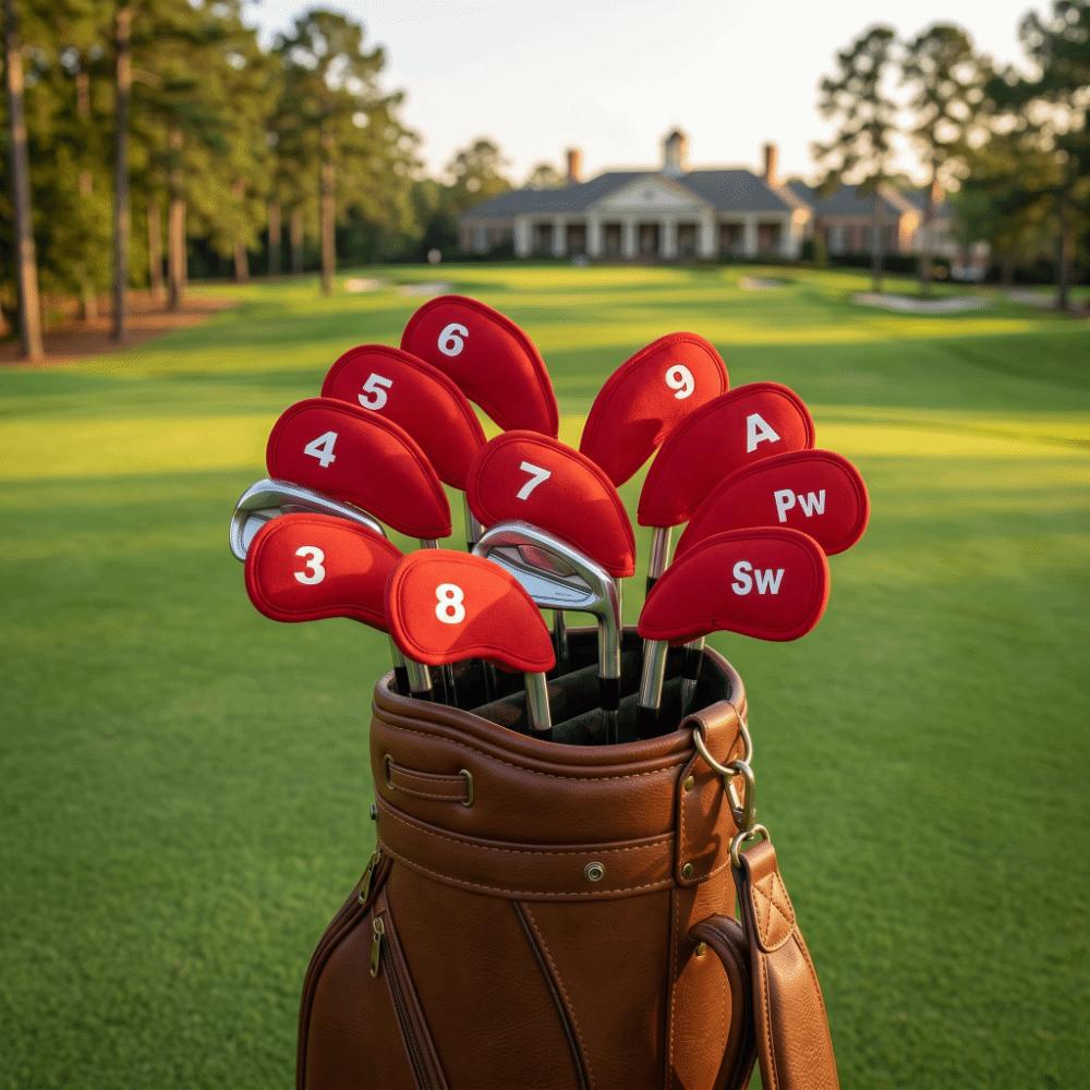 10pcs EVA Surface Golf Iron Head Covers Durable Fabric Head Protect Cover Fits Most Iron Clubs