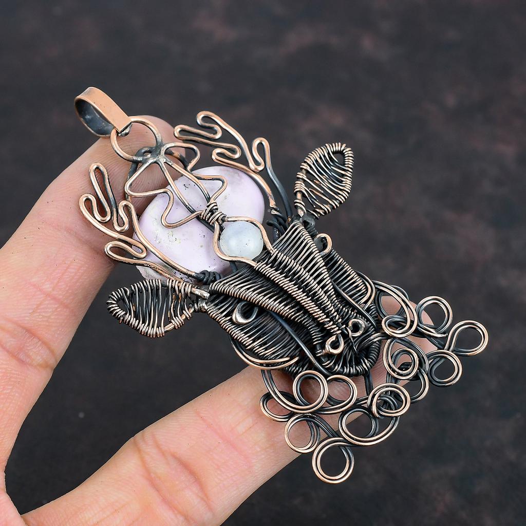 Подвеска из фосфосидерита, подвеска, обмотанная медной проволокой, подвеска с мордочкой оленя, подвеска из радужного лунного камня, украшения из драгоценных камней ручной работы, подарки на годовщину