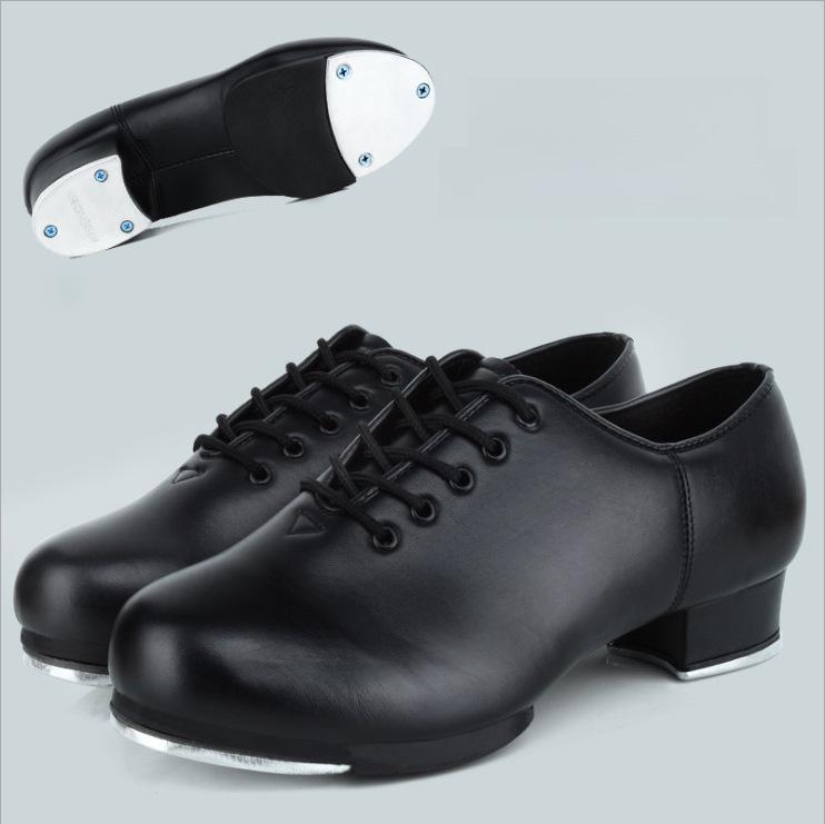 Black Soft Sole Tap Dance Shoes: Available In European, US, and American Sizes for Men, Women, and Kids
