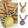 Bohemian Peacock Gemstone Temperament Women's Retro Rice Bead Necklace Sweater Chain Ethnic Pendant Woven Rope