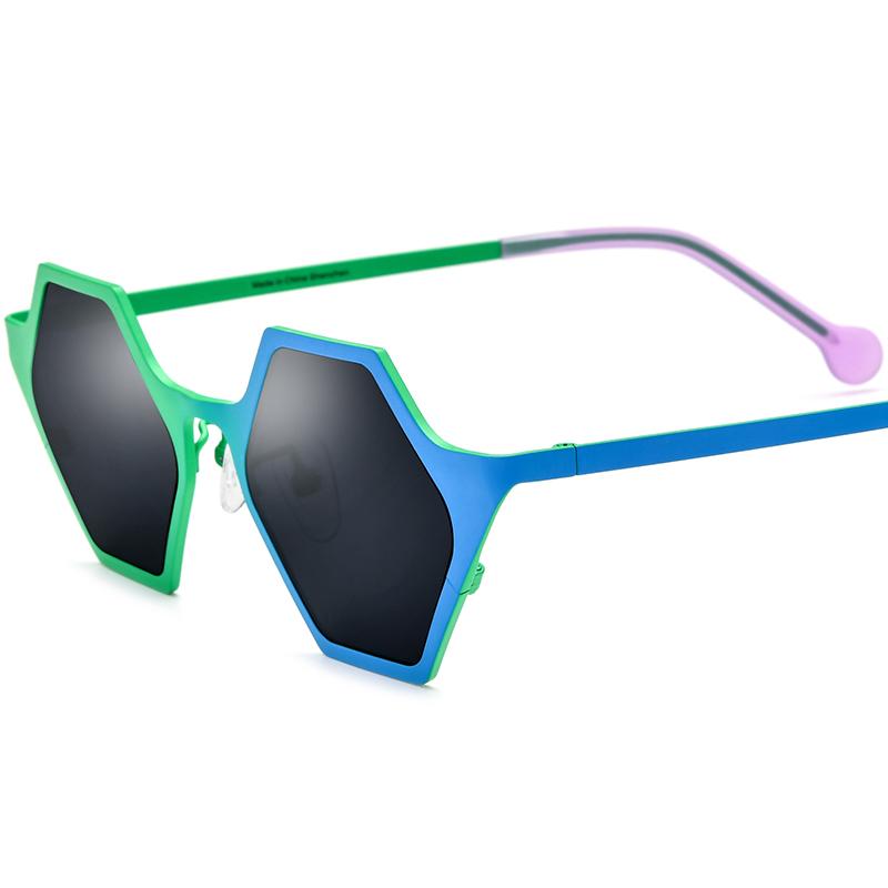 Borregls Colorful Titanium Sunglasses Women 2025 Vintage Polygon Fashion Polarized Mirrored UV400 Sun Glasses Men Shades 185881T