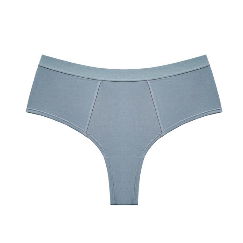 Pure Color Comfortable Cotton Simple Basic Women's Cotton Mid Waist Half Buttocks Large Briefs