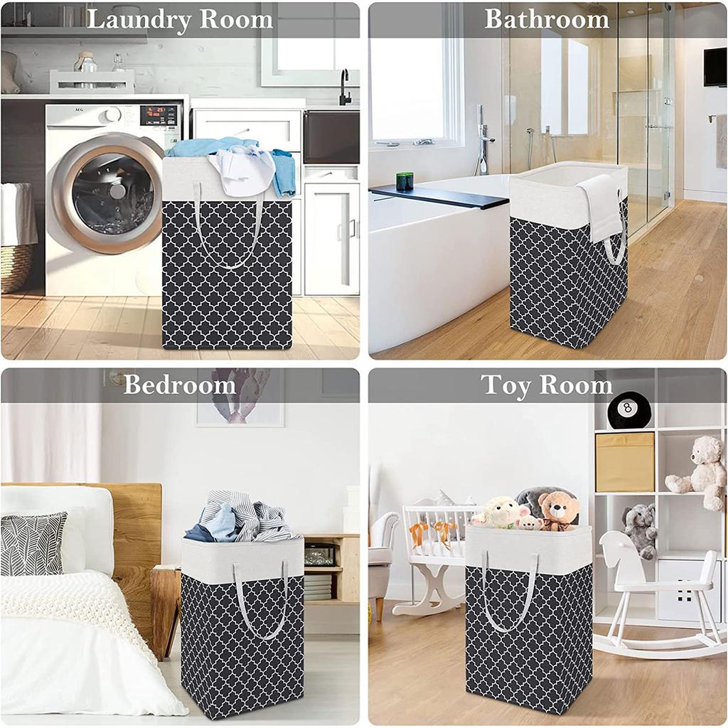 75 Large Capacity Laundry Basket Collapsible Laundry Storage Basket Waterproof Cotton Linen Laundry Hamper with Handles