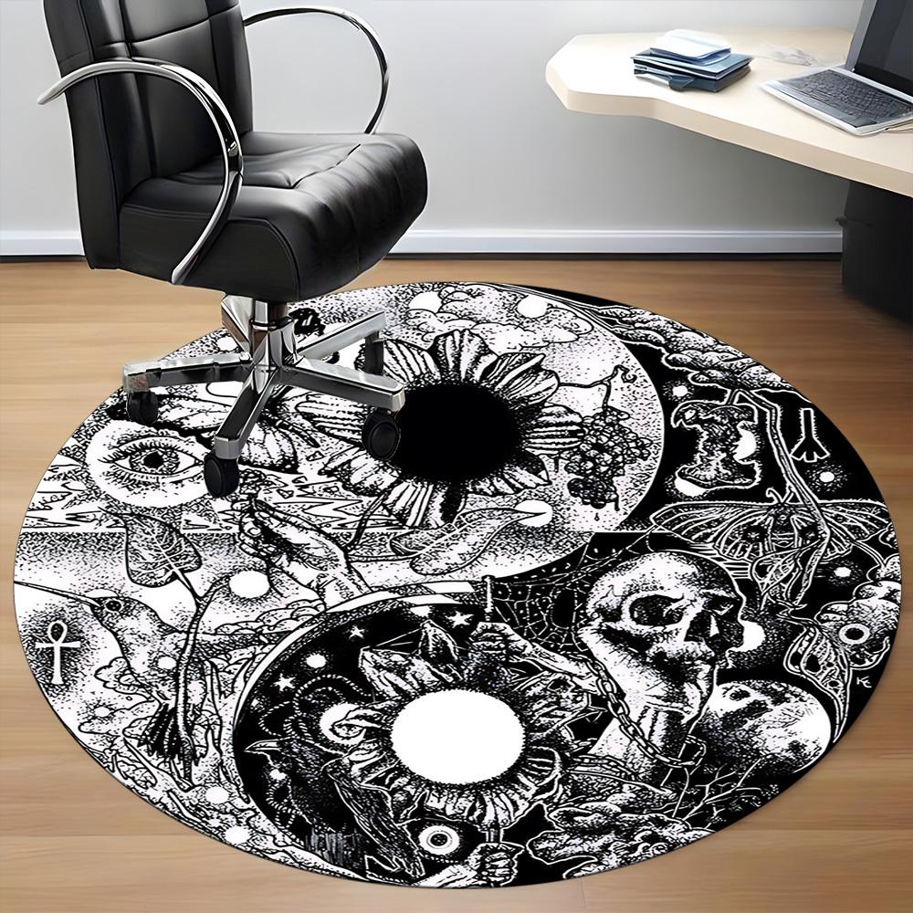 1pc Yin-Yang Symbol Chair Carpet for Office Non-Slip, Machine Washable Rug for Office, Room - Holiday Decor, Machine Made yy251016115