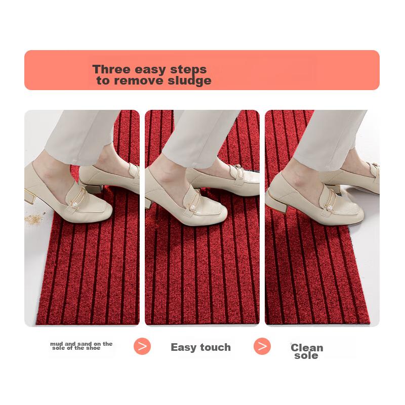 Boneng Striped Entrance Mat, Red Carpet for Doorway, Doormat, Entrance Floor Mat, Cuttable, 80x120cm