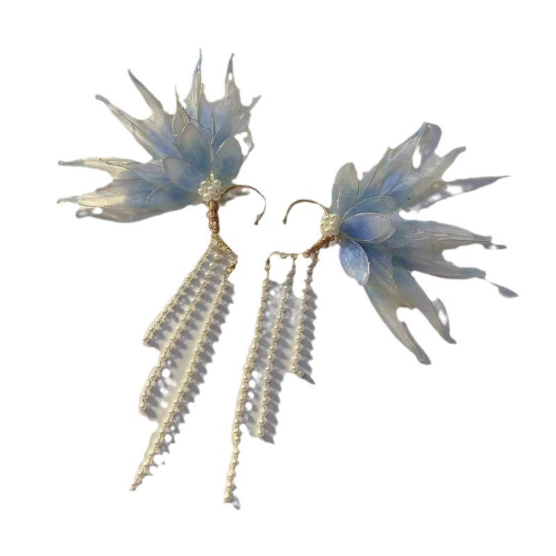 Elegant Pearl Tassel Elf Earrings - Niche Design with Sweet, Fairy-Inspired Charm