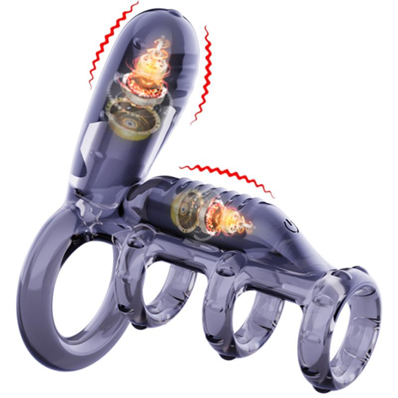 Кольца для пениса с двойной вибрацией, секс-игрушки для задержки эякуляции для мужчин, пары, флирт, игры для взрослых, мягкий TPE, многоразовые