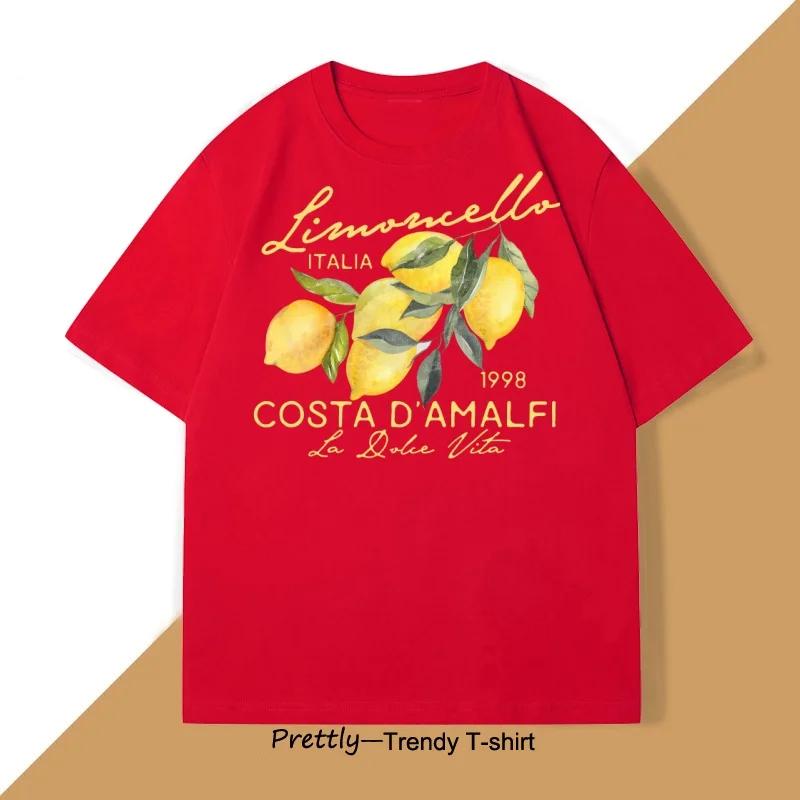 Retro Lemon Italy T-shirt Printed Short Sleeve T Shirt Women Casual Harajuku Streetwear Tee Tops Camiseta Women Summer Tees