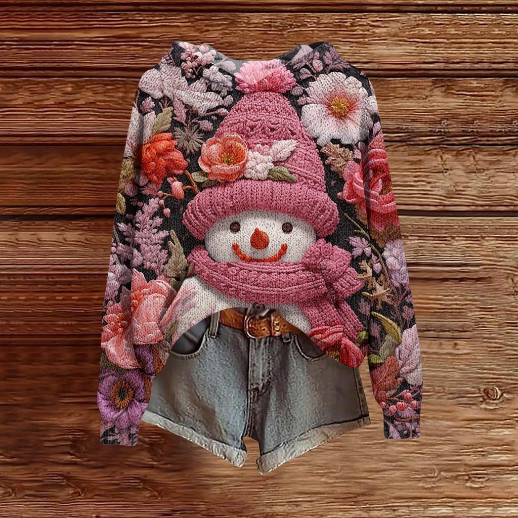 Ladies' Fashionable Printing Casual Hooded Long Sleeved Sweatshirt