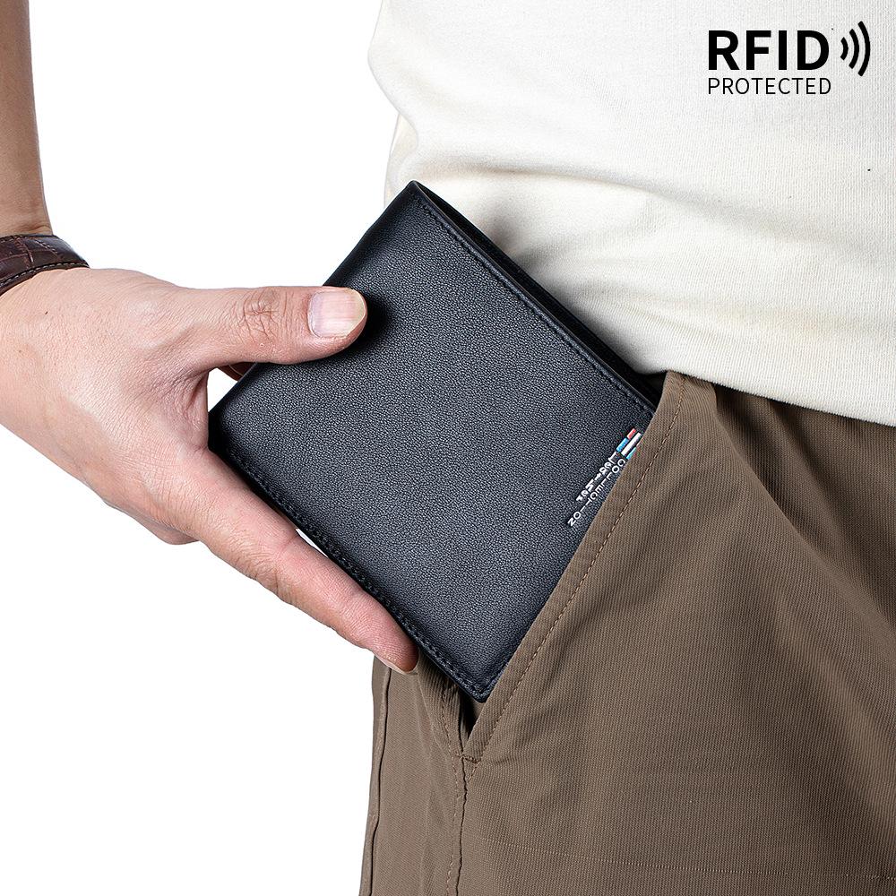 Новый мужской кожаный кошелек - Короткий кошелек из коровьей кожи высшего слоя, Зажим для денег, Подарок для отца, мужа или парня