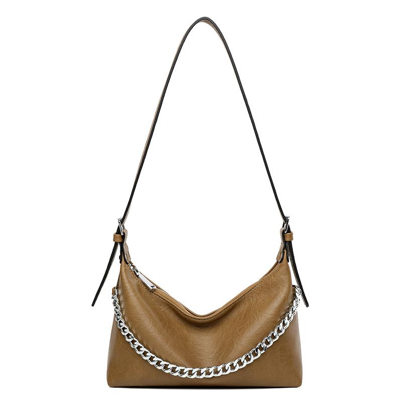 French Underarm Bag Women's 2025 New Fashion Chain Handbag, Simple Casual Retro Shoulder Bag with Simple Texture