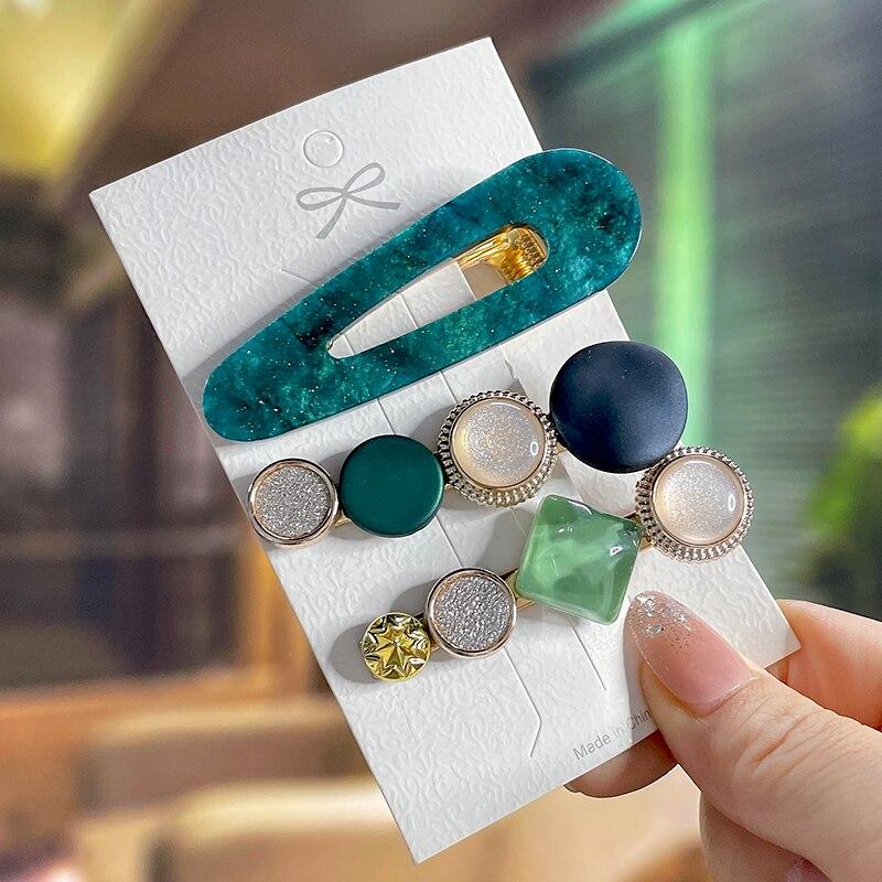 Fashion Acrylic Pearl Hair Clips Set Sweet Flower Hair Barrettes For Women Girls Korean Geometric Hair Accessories Jewelry 2022