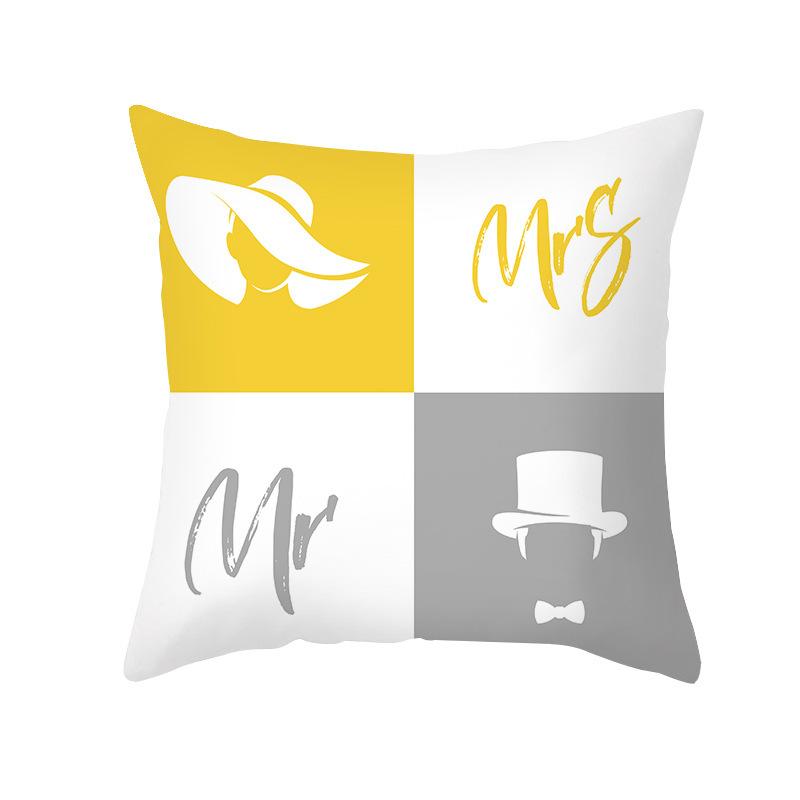 Скандинавская простая персиковая кожа бархатная наволочка желтая и серая геометрический узор офисная диванная наволочка