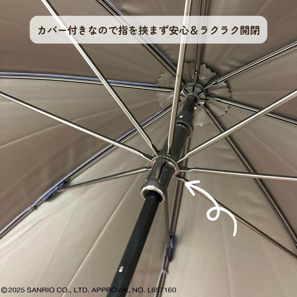 Sanrio Characters Sunny or Rainy Sliding Umbrella Parasol Embroidery Hello Kitty Kuromi Cinnamoroll Pochacco Goods Sanrio (Kuromi/Black)