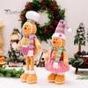 Christmas Gingerbread Doll Ornaments Extendable Leg Plush Doll with Scarf Stuffed Cooking Gingerbread Figure for Christmas Tree Fireplace Decor