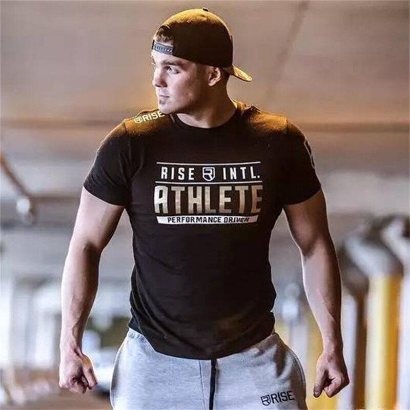 Мужская приталенная футболка для зала Crossfit, фитнеса, бодибилдинга, для мышц, прочная, дышащая