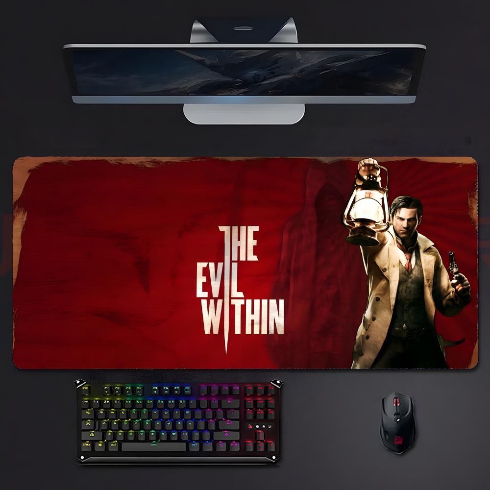 Scary Horror Game The EEvil Within Mouse Pad Large Gaming Mousepad With Stitched Edges Thickened Desk Mat Pc
