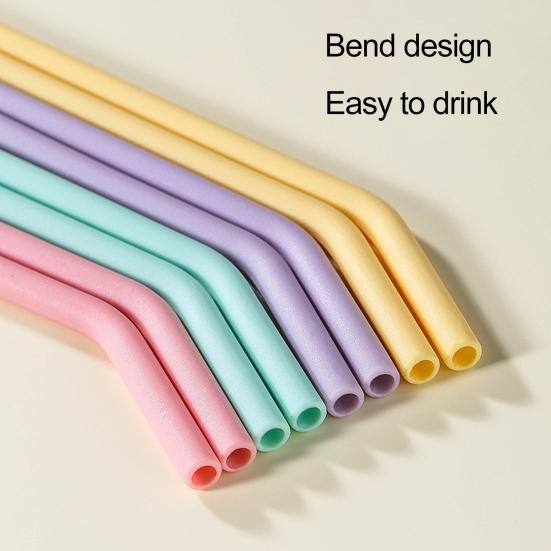 4Pcs Reusable Silicone Straws Set Easy To Clean Bend Colorful Heat-resistant Easy To Clean Food Grade Straw