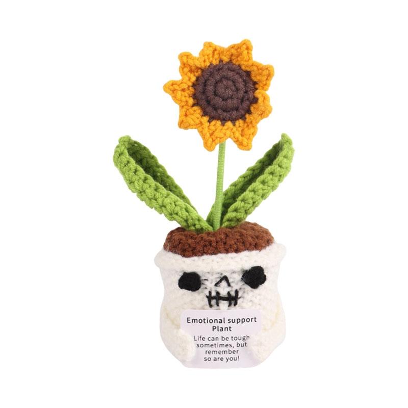 Crochet Flower Artificial Flower Potted Halloween Decoration 2025 Office Desk Accessorie Party Guests Gift Room Decor