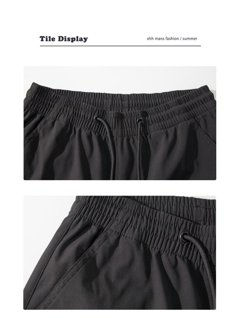 2025 Мужские повседневные черные спортивные брюки для улицы - Прямые, однотонные, идеально подходят для весенних и осенних мероприятий