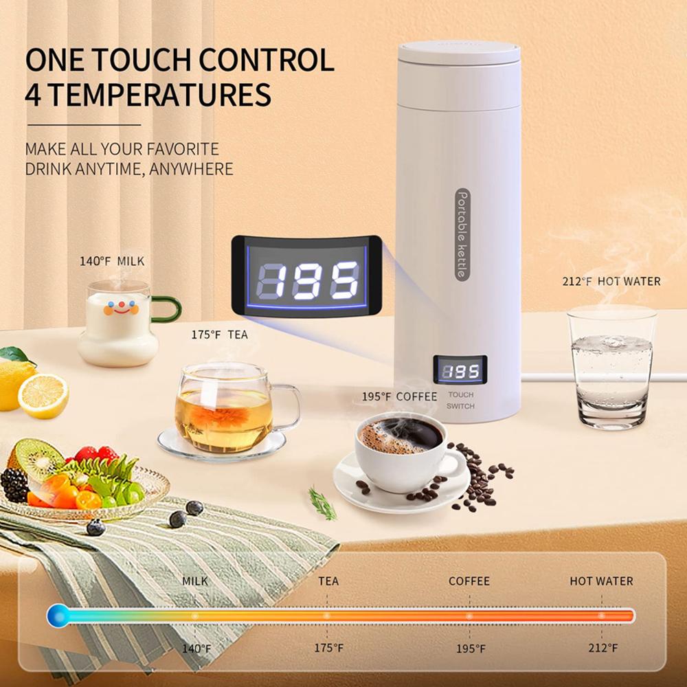 Портативный электрический чайник для путешествий, мини-чайник из нержавеющей стали, электрическая бутылка для воды, термос для чая, кофе, кипячения горячей воды