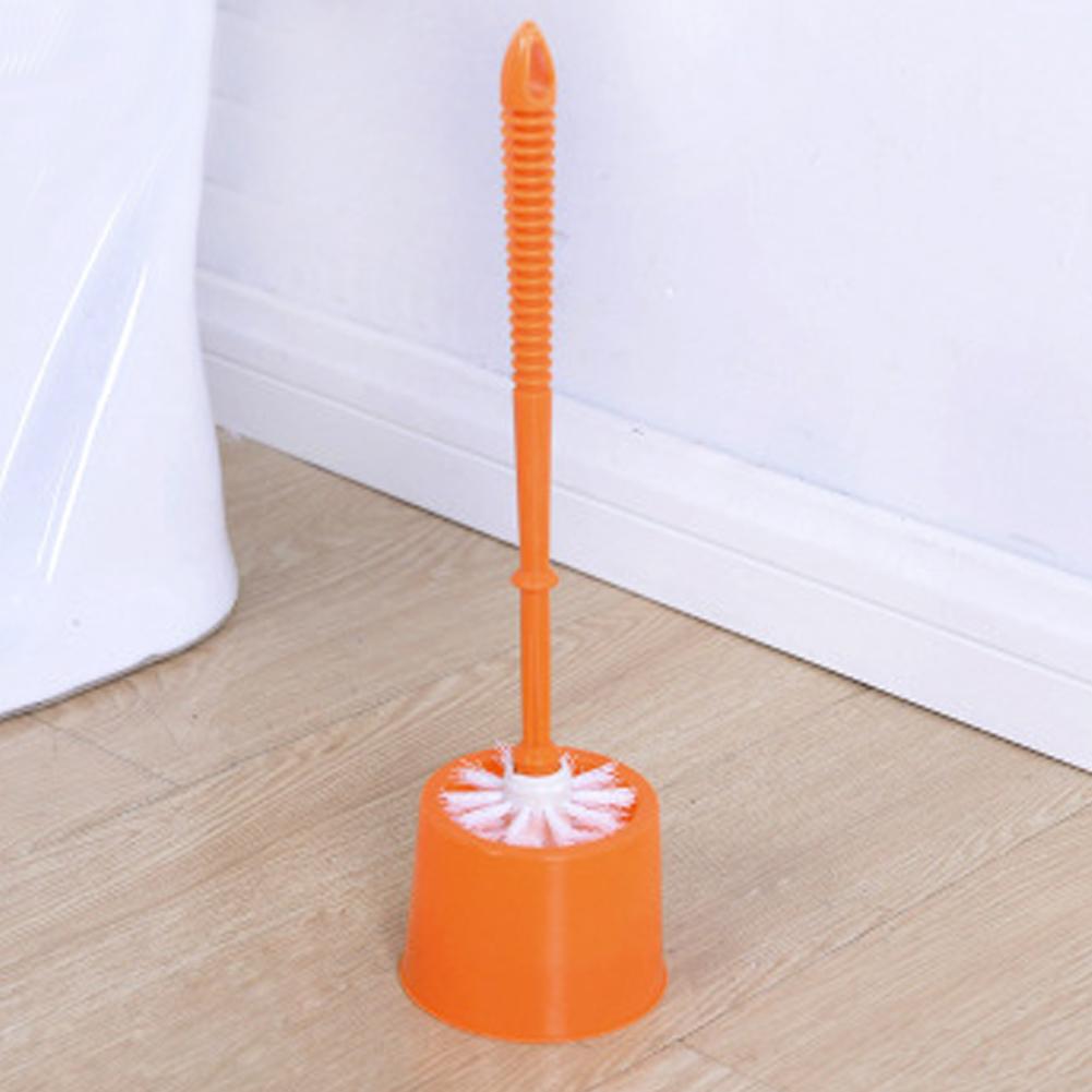 Long-handled Sanitary Brush Cleaning Curved Corner Toilet Brush with Base