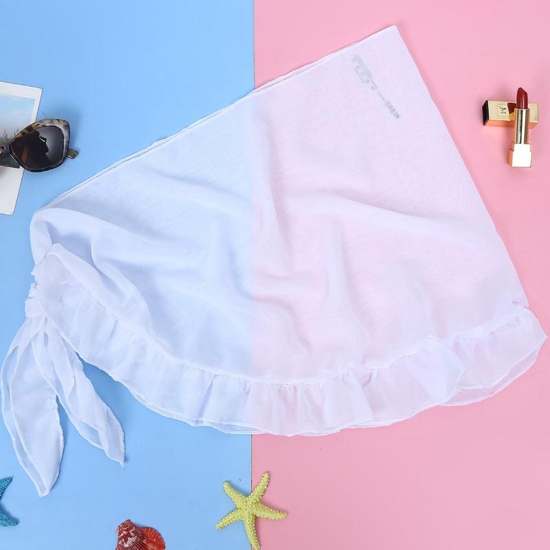 Mesh Swimming~ Ruffle Edge Skirt Beach Wrap Skirt Swimming~ Bikini Blouse Apron