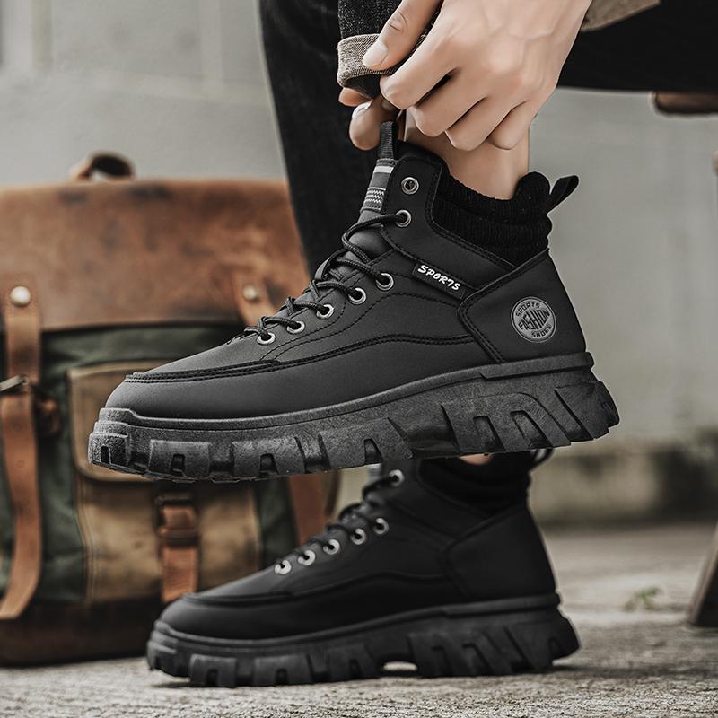 Осенние мужские ботинки на платформе, уличные нескользящие износостойкие рабочие ботинки, модные высококачественные дизайнерские мужские мотоциклетные ботинки