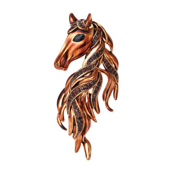 Horse Brooch Sparkling Rhinestones Inlaid Enamel Brooch Pin Clothes Hats Bags Badge Fashionable Accessory
