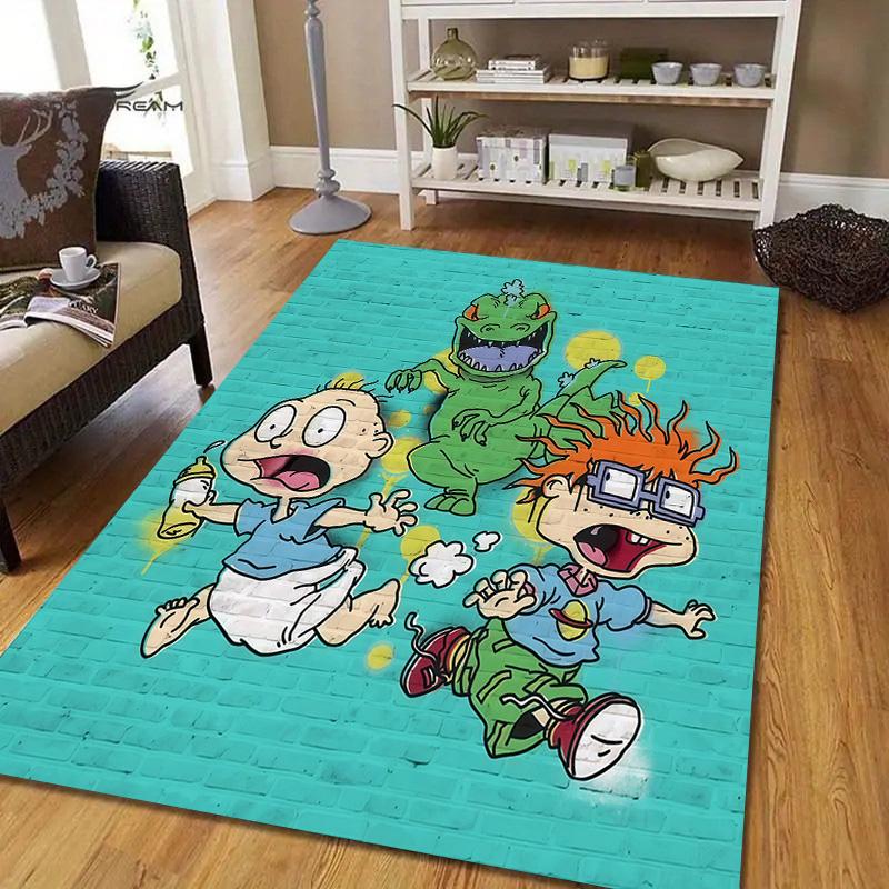 Rugrats Flannel Pattern Square Carpet,Area Rug,Carpet Rug for Living Room Bedroom Sofa Playroom Decor,Non-slip Floor Mat
