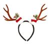 Bowknot Antlers Headband Plush Ball Elk Hair Hoop Deer Horn Hair Band  Festival Decoration
