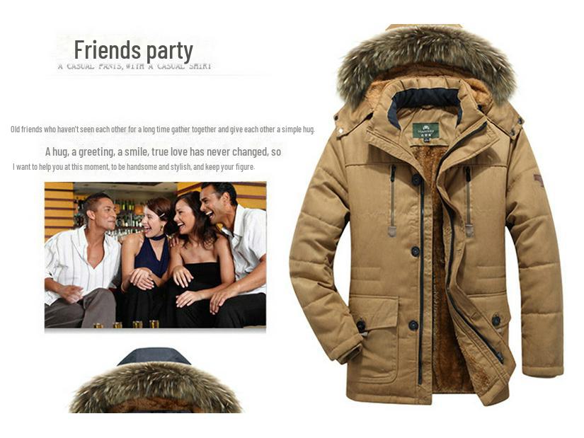 Мужская куртка средней и большой длины из бархата и хлопка 7176 для людей среднего и пожилого возраста