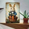 Пасхальный винтажный кролик, металлическое настенное искусство для кухни