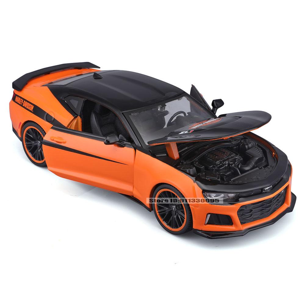 Maisto 1:24 Harley joint venture 2017 Chevrolet Camaro ZL11967 Ford Mustang GT Alloy car model decoration collection toys gifts