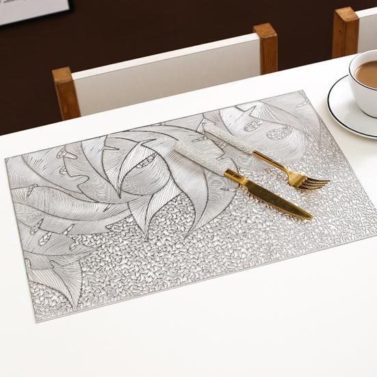 Золотой металлический полый прямоугольный коврик для стола, термостойкая обеденная подставка из ПВХ