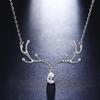 Elegant Korean Zircon Antler Pendant Necklace - Women's Christmas Clavicle Chain Jewelry