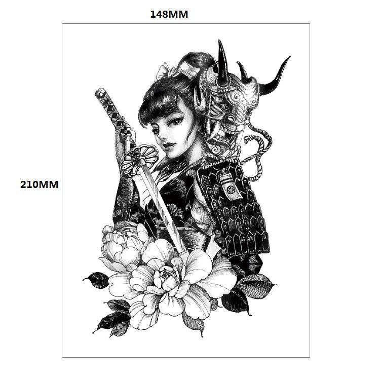 Традиционная красивая женщина персонаж слезы гейши цветная вода переводная цветочная рука анти-реальная татуировка наклейка татуировка