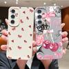 Чехол с принтом вишни для Samsung S26 S25 Ultra S24 S23 S22 S21 FE A15 A35 A55 A16 A36 A56 A17 A18 A37 A57 5G Мягкая обложка с текстурой кожи