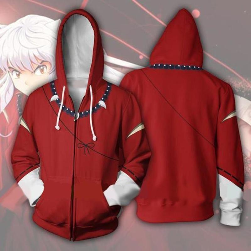 NEW Fashion Unisex Casual 3D Inuyasha Anime Printed Hoody Fashion Jacket Sweatshirts