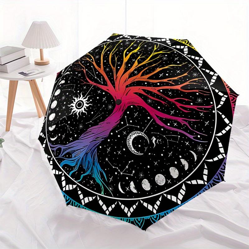 Colorful Tree of Life Mandala - Bohemian Wall Hanging for Bedroom DecorUmbrella, Portable 3-Fold Umbrella for Men & Women,Christmas Gift ES293