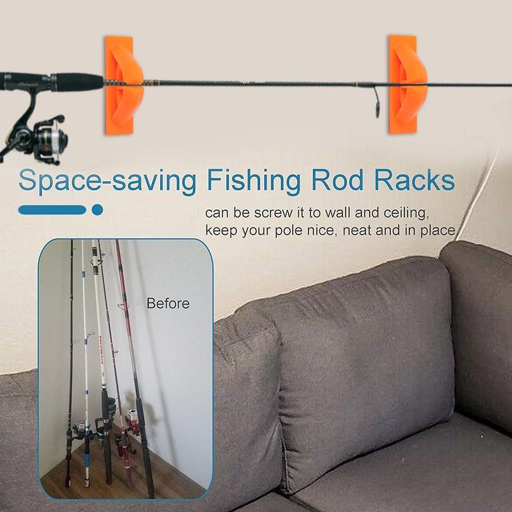 2Pcs Wall Mounted Fishing Rod Display Rack Silicone Rod Storage Clip Fishing Pole Holder Boat