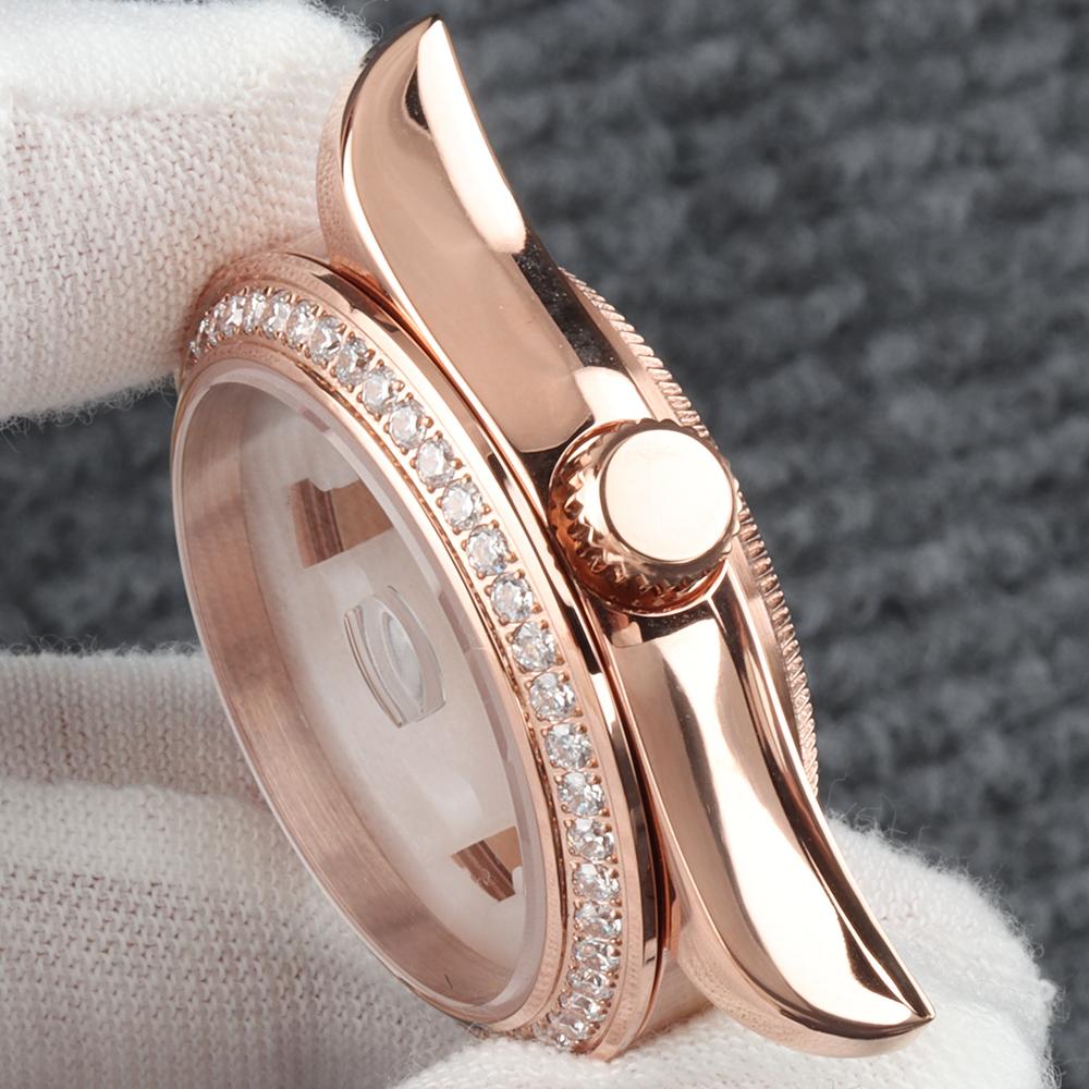 Gold/Rose gold 33mm NH05 Watch Case Stainless Steel Strap For Datejust NH05 Movement 25mm Dial Sapphire glass Lady's Watch Case 7