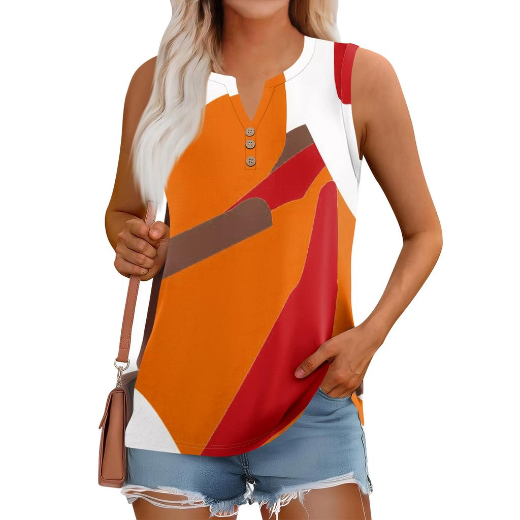 Женский летний жилет, свободный, однотонный, с пуговицами, V-образным вырезом, повседневная рубашка без рукавов