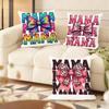 Leopard print with bow mama Cushion Cover Natural Linen Organic Fabric DoubleSided Printing Couch Pillow Covers Home Decor