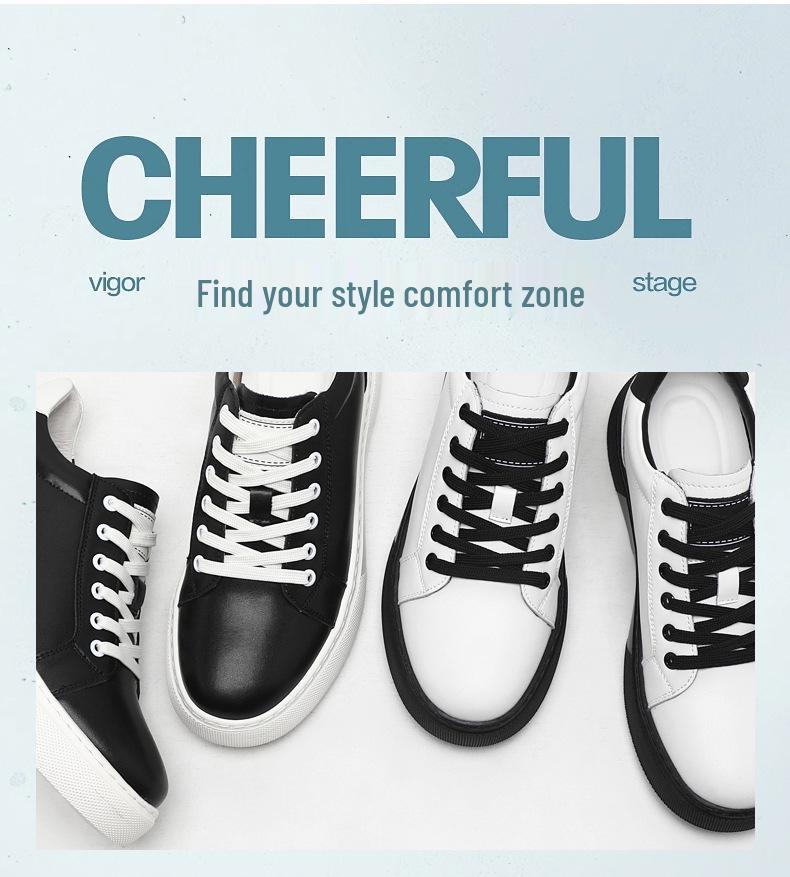 Men's 8cm Height-Boosting Casual White Sneakers