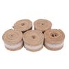 5PCS Burlap Ribbon with White Lace Trims 6.6FT Handmade Burlap Ribbon Lace Craft Ribbon Roll for Wedding Xmas