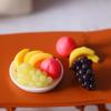 6Pcs Mini Simulation Fruit Plate Grape Banana Peach Dollhouse Kitchen Decoration