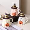 1 шт. 450 мл/15 унций Хэллоуинская керамическая кофейная кружка с милым 3D дизайном тыквы, оригинальная кружка-привидение с очаровательным лицом и шляпой тыквы