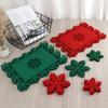 12Pcs Felt Placemat Set Christmas-Themed Table Decor Heat-Resistant Coasters Holiday Dining Mats for Parties Restaurants Home